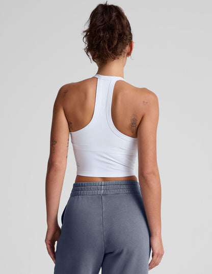 Beyond Yoga Spacedye Cloud White Cropped Tank Top with Built-in Bra