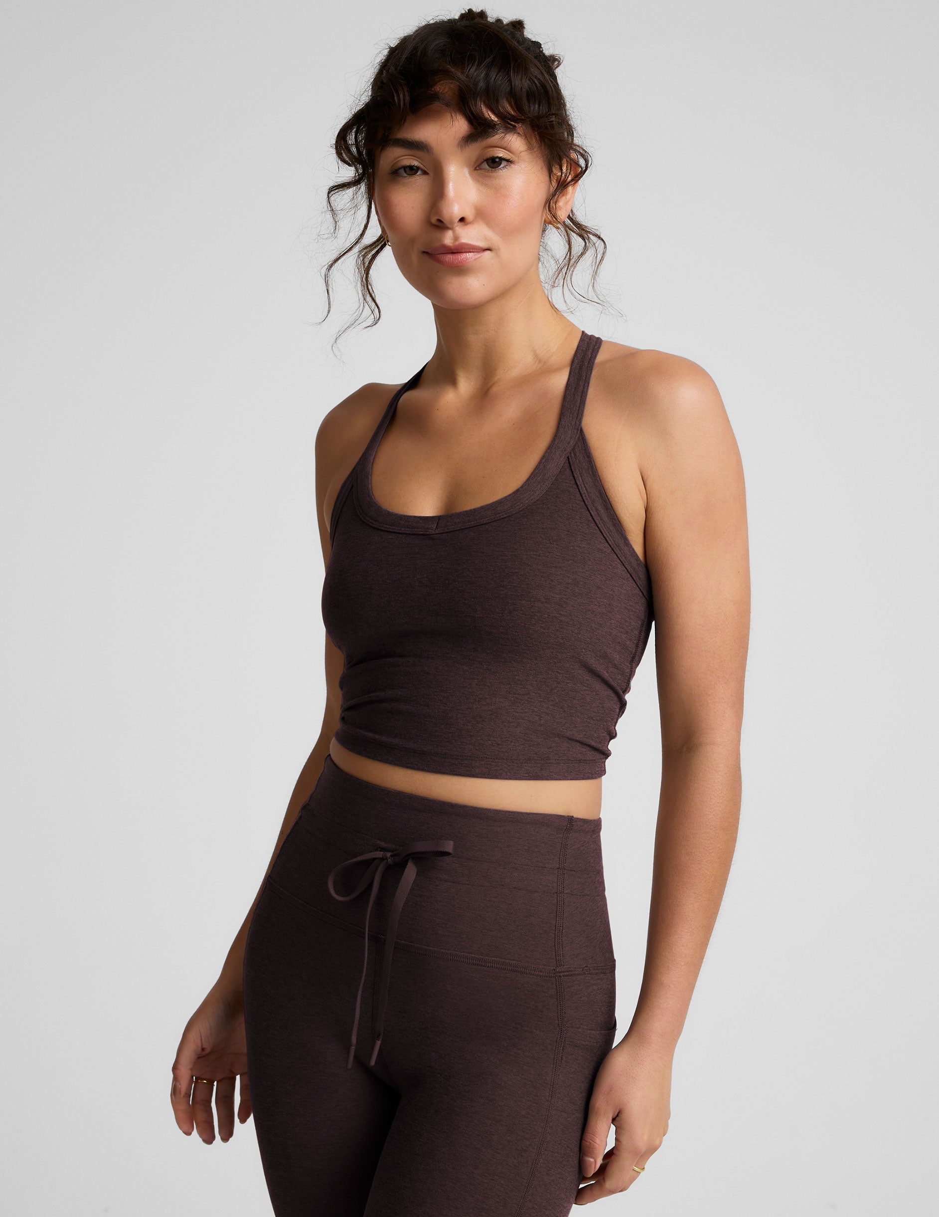 Butter-Soft Spacedye Cropped Tank V-Neck Racerback Activewear for Yoga & Comfort