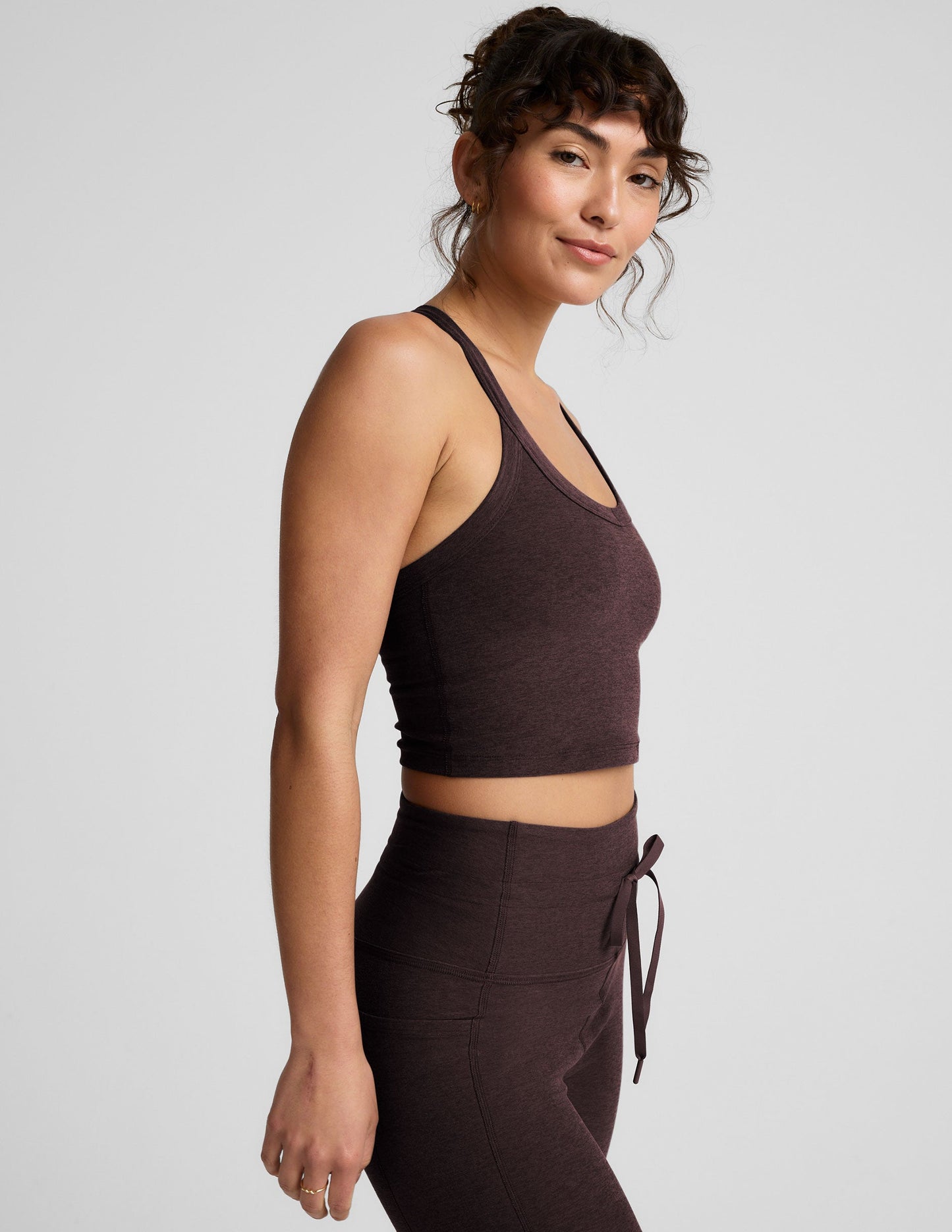 Butter-Soft Spacedye Cropped Tank V-Neck Racerback Activewear for Yoga & Comfort