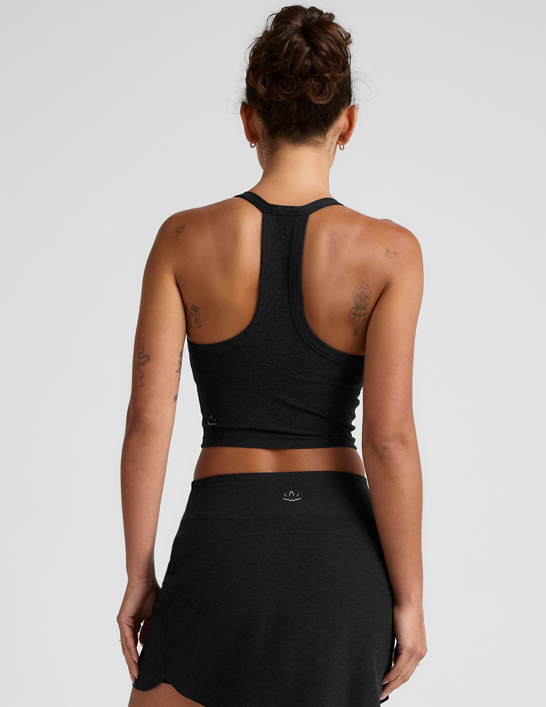 Buttery Soft Spacedye Cropped V-Neck Tank Top with Built-In Bra