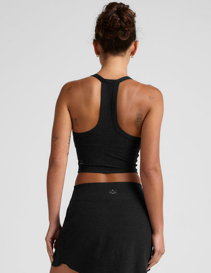 Buttery Soft Spacedye Cropped V-Neck Tank Top with Built-In Bra