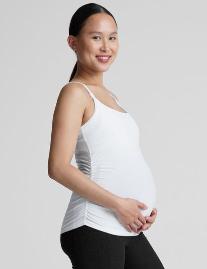 Soft Spacedye Maternity Nursing Tank Top Adjustable Straps Ruched Sides Comfort