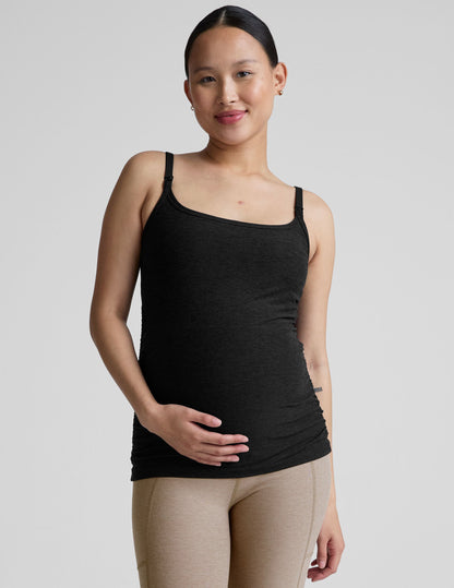 Spacedye Soft Stretch Nursing Tank: Easy-Access, Ruched Sides, Maternity Comfort