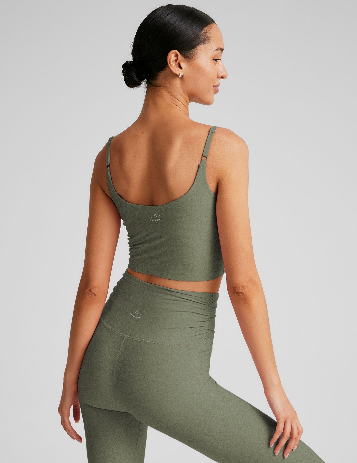 Spacedye Barre Shirred Cropped Tank with Built-in Bra and Adjustable Straps
