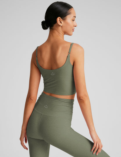 Spacedye Barre Shirred Cropped Tank with Built-in Bra and Adjustable Straps