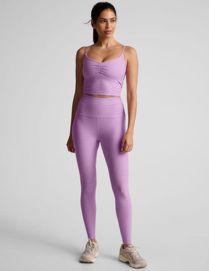 Spacedye Shirred Cropped Tank with Built-in Bra for Barre & Yoga