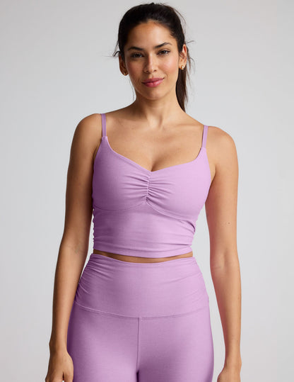 Spacedye Shirred Cropped Tank with Built-in Bra for Barre & Yoga
