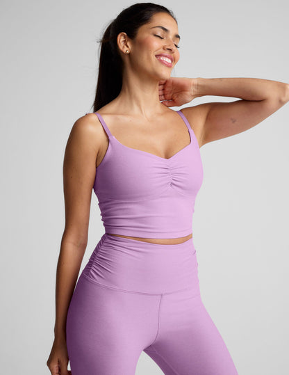 Spacedye Shirred Cropped Tank with Built-in Bra for Barre & Yoga