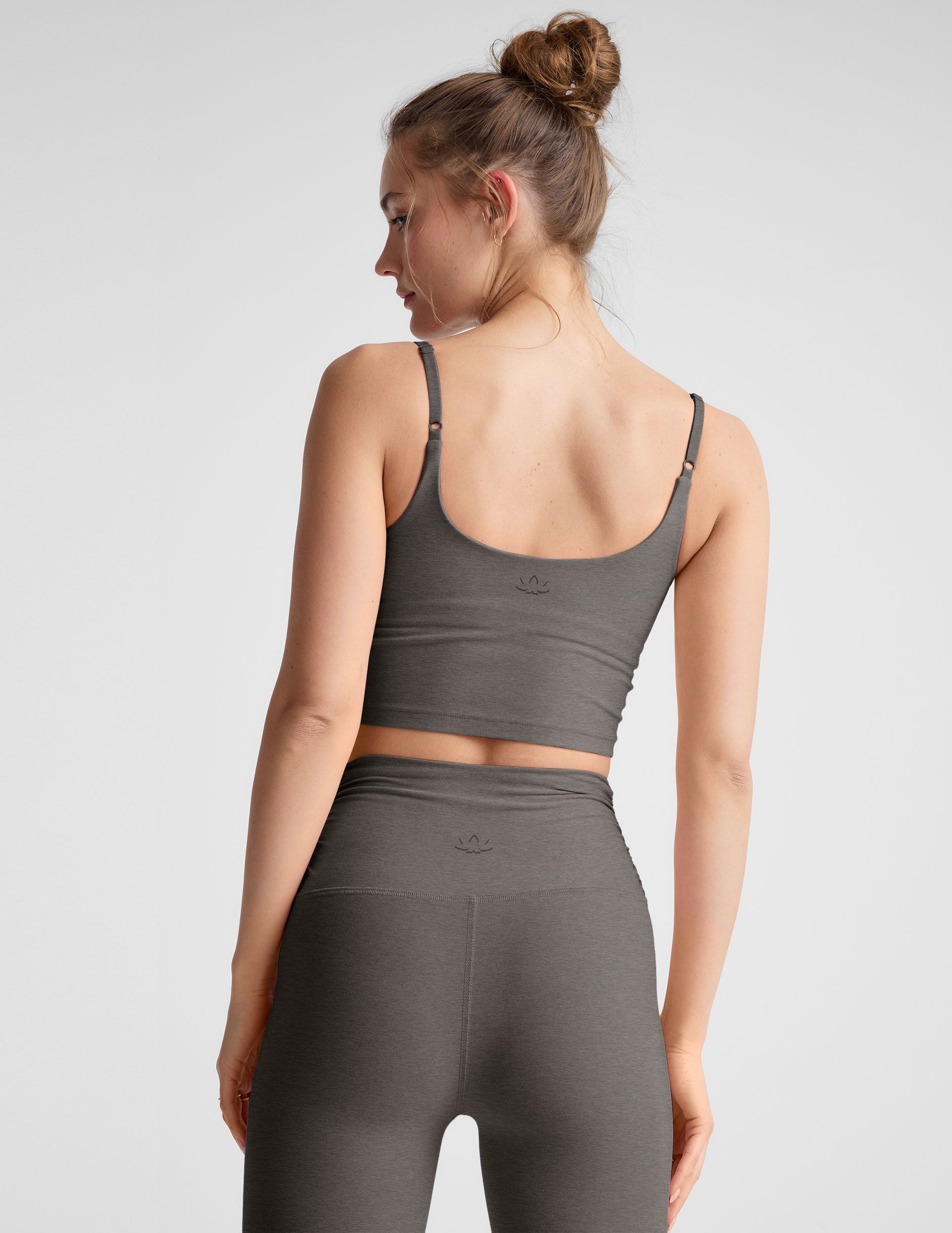 Spacedye Barre Shirred Cropped Tank: Sweetheart Neckline, Built-in Bra, Adjustable Yoga