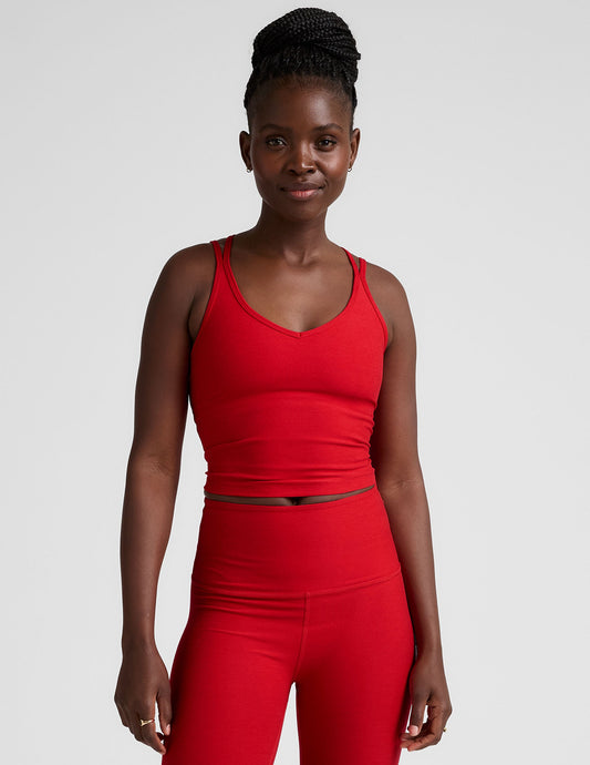 Beyond Yoga Spacedye V-Neck Cropped Tank Top with Crossover Back Straps