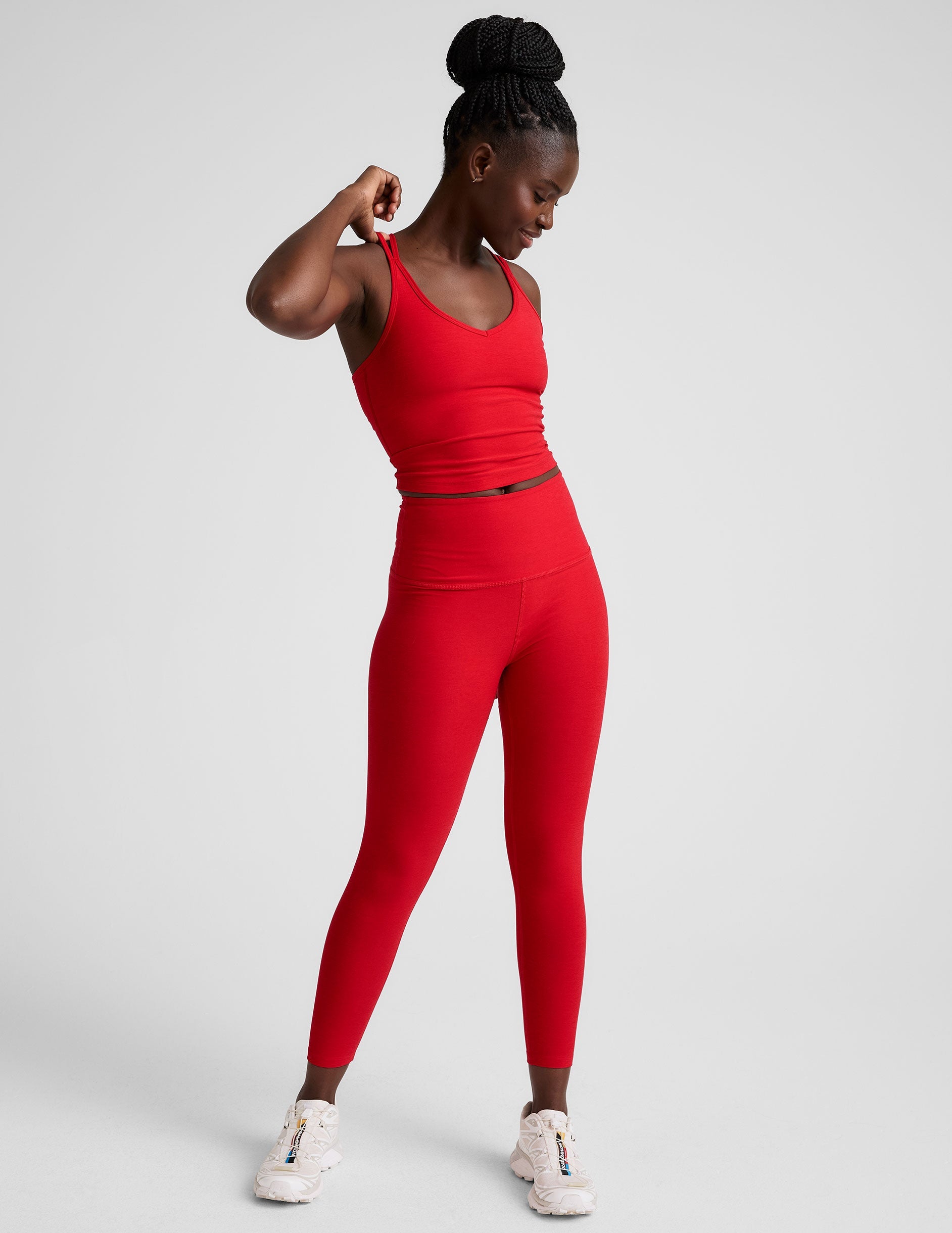 Beyond Yoga Spacedye V-Neck Cropped Tank Top with Crossover Back Straps
