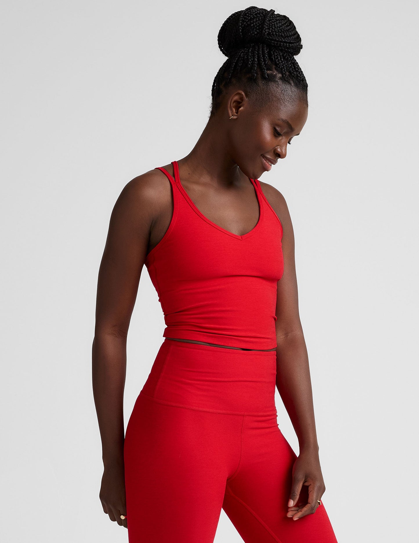 Beyond Yoga Spacedye V-Neck Cropped Tank Top with Crossover Back Straps
