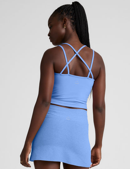 Spacedye V-Neck Tank: Built-in Bra, Criss-Cross Back, Flattering Fit