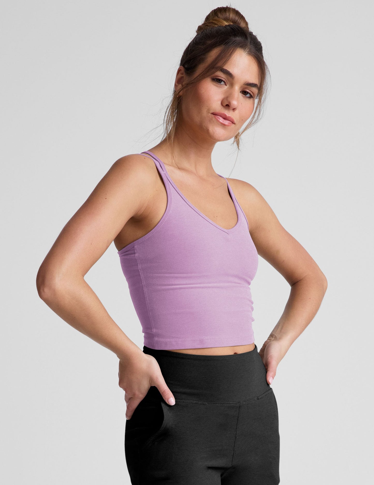 Beyond Yoga Spacedye V-Neck Criss-Cross Tank with Built-in Bra