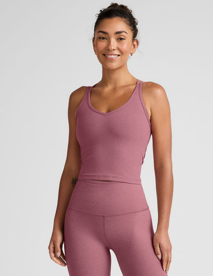 Spacedye V-Neck Criss-Cross Back Tank Top with Built-In Bra