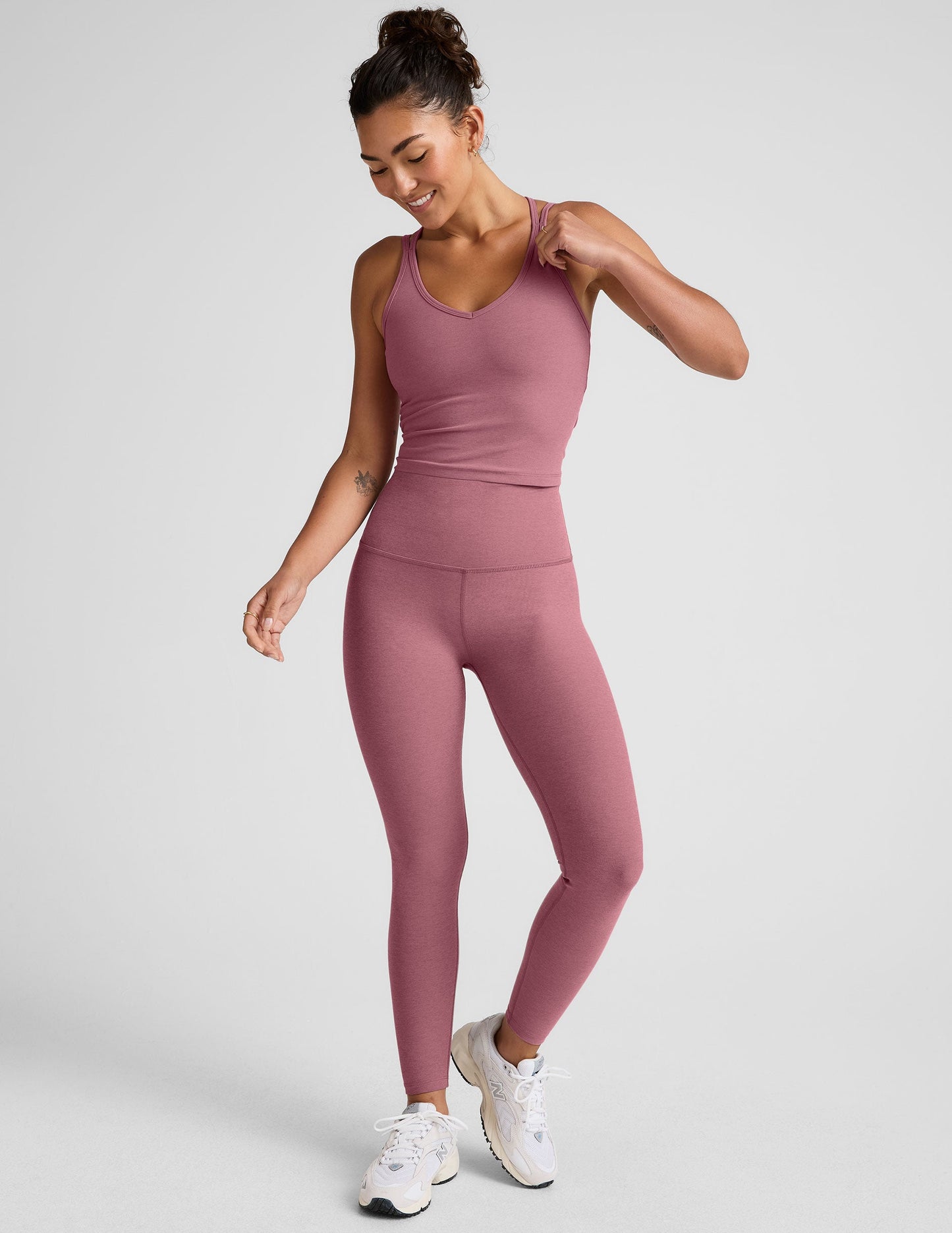 Spacedye V-Neck Criss-Cross Back Tank Top with Built-In Bra