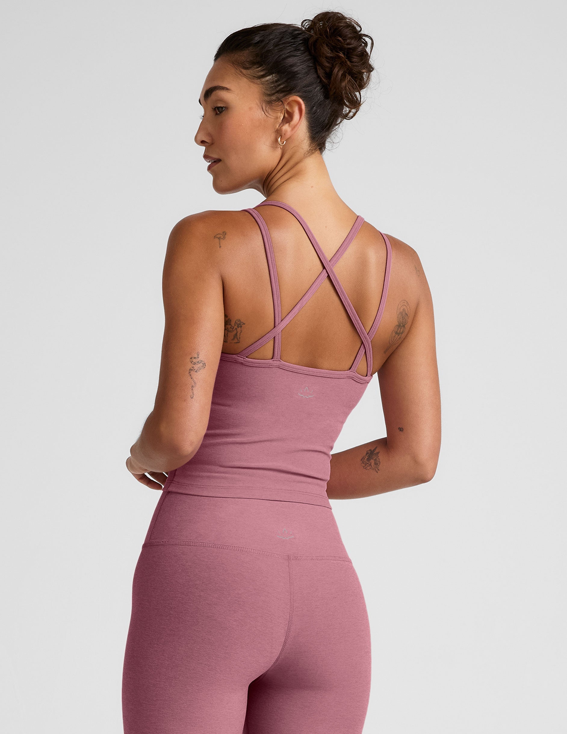 Spacedye V-Neck Criss-Cross Back Tank Top with Built-In Bra