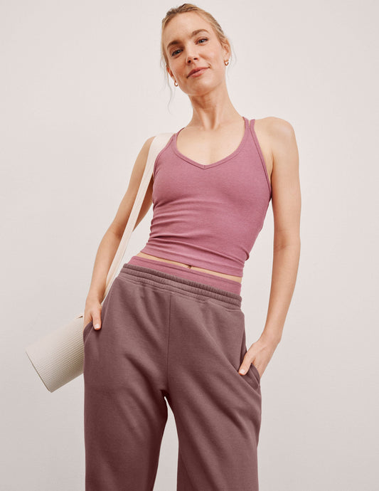 Spacedye V-Neck Criss-Cross Back Tank Top with Built-In Bra