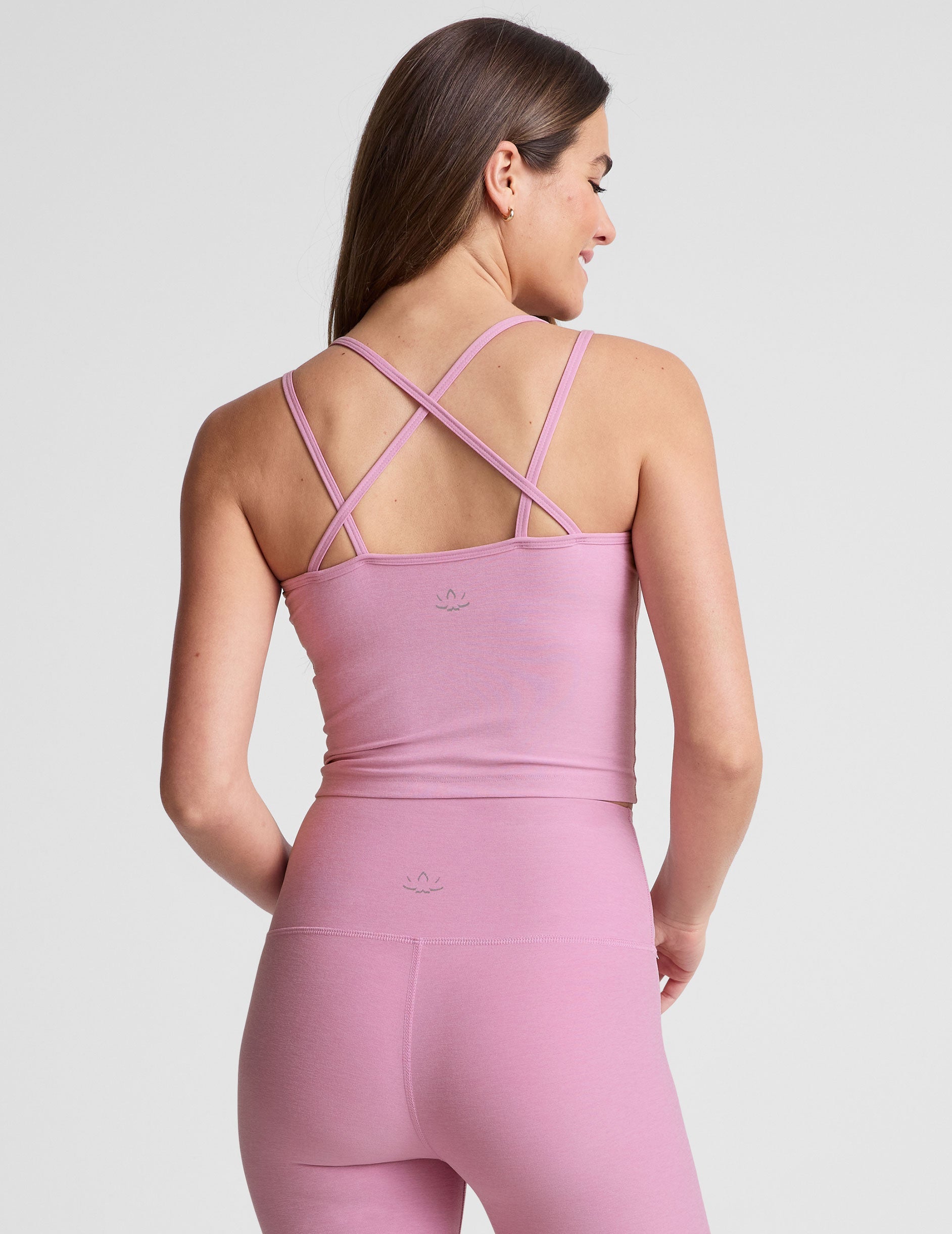 Spacedye Pink Haze Heather V-Neck Tank with Built-in Shelf Bra