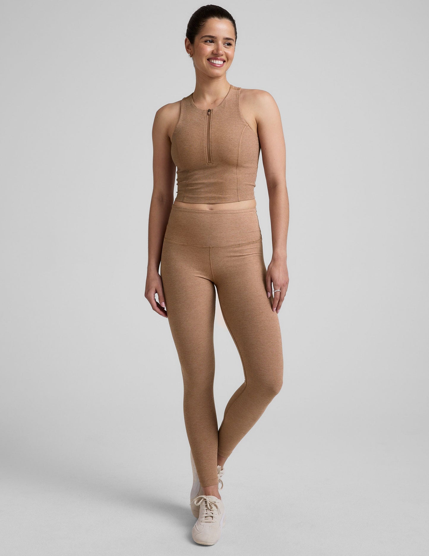 Spacedye Racerback Cropped Tank Half-Zip: Comfy Activewear Top for Women