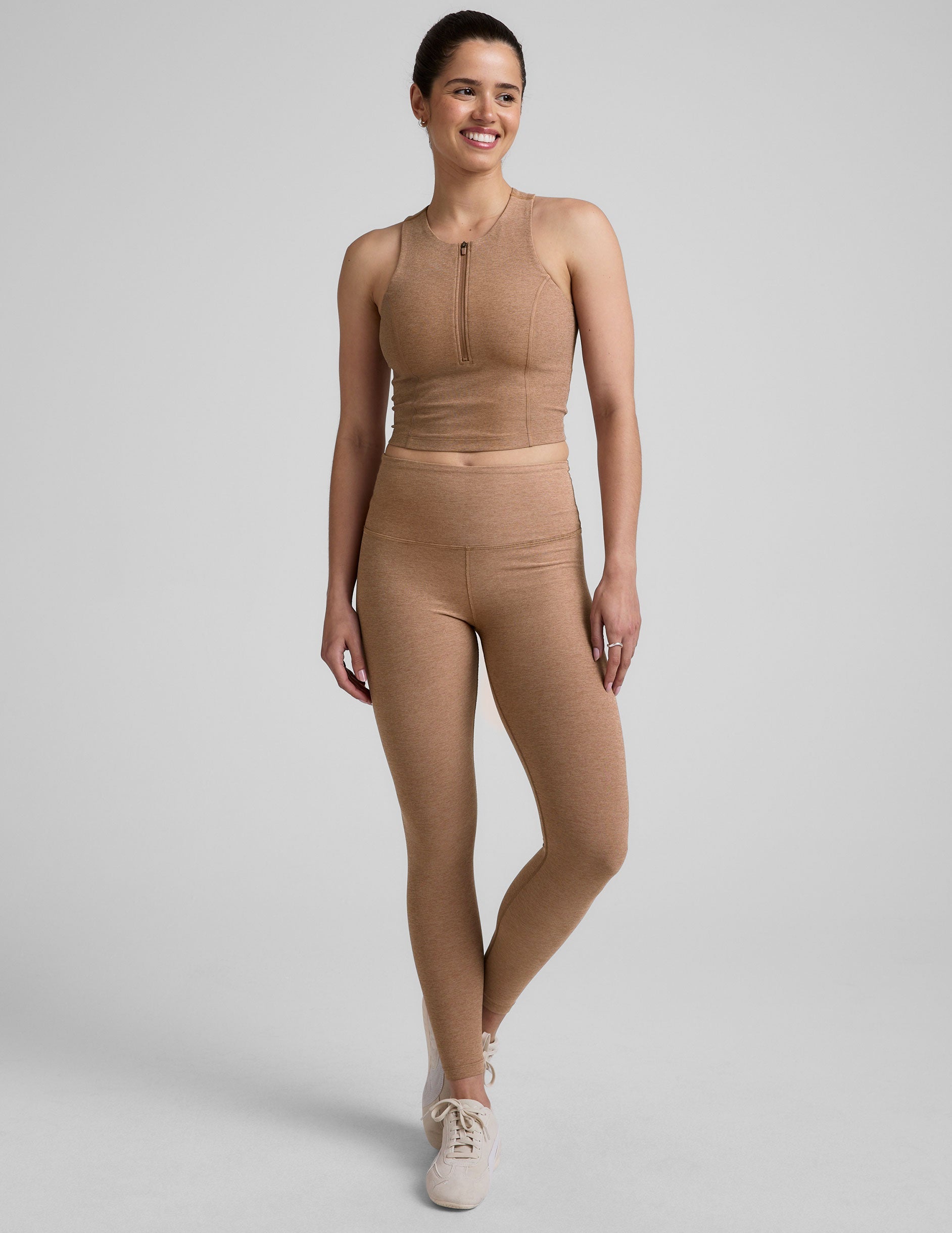 Spacedye Racerback Cropped Tank Half-Zip: Comfy Activewear Top for Women