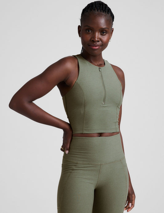 Spacedye Half-Zip Cropped Tank for Active Lifestyle & Casual Wear