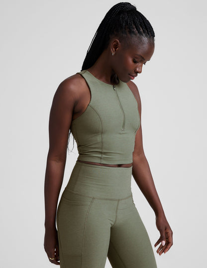 Spacedye Half-Zip Cropped Tank for Active Lifestyle & Casual Wear