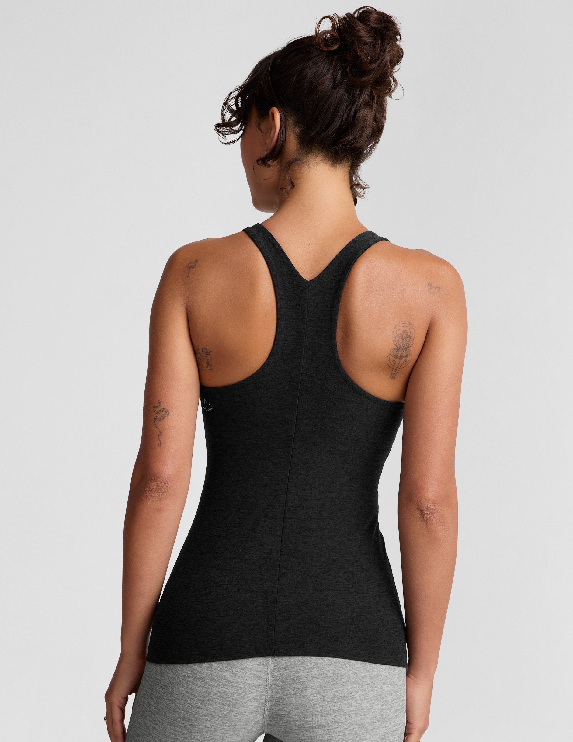 High-Neck Spacedye Long Length Refocus Tank Top with Built-in Bra
