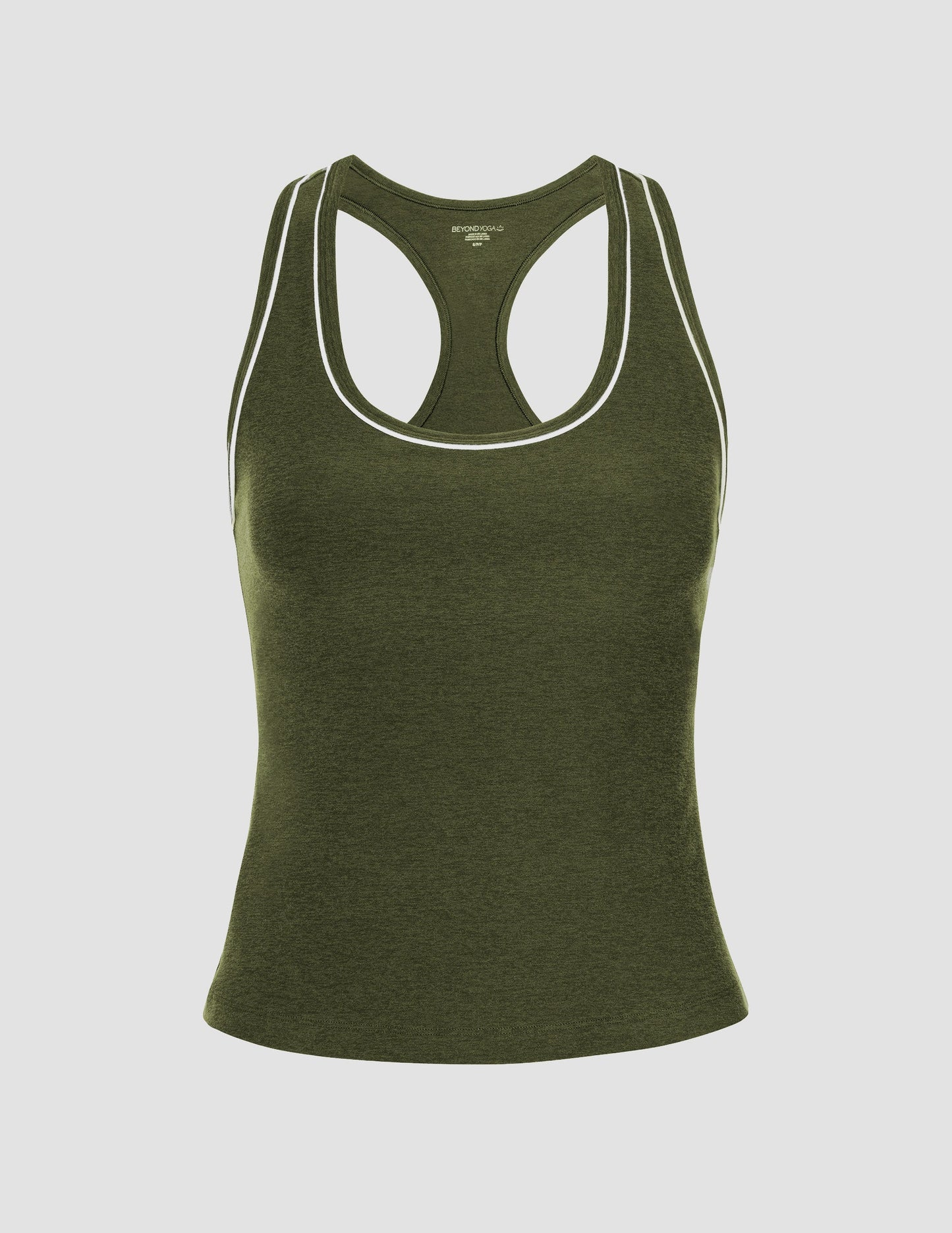 Spacedye Racerback Tank Top: Built-in Bra, Midway Length, Contrast Piping