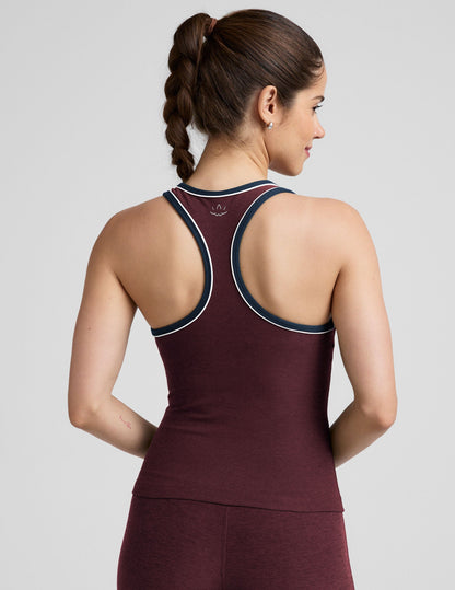 Women's Spacedye Active Tank Top with Built-In Bra & Retro Piping