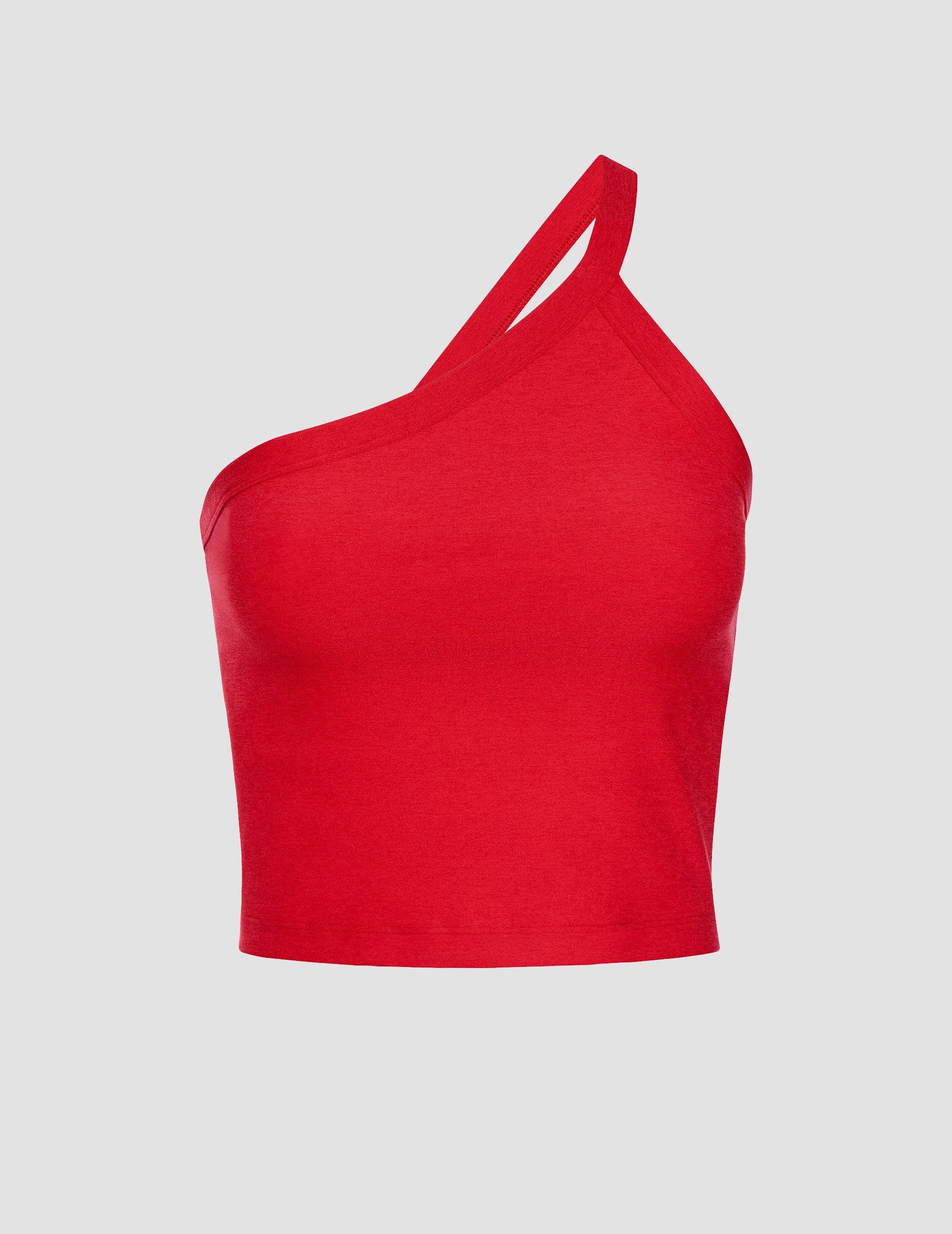 Spacedye One Shoulder Cropped Tank Top with Built-in Bra