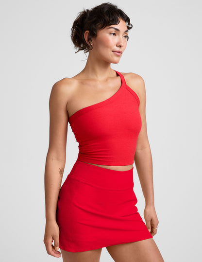 Spacedye One Shoulder Cropped Tank Top with Built-in Bra