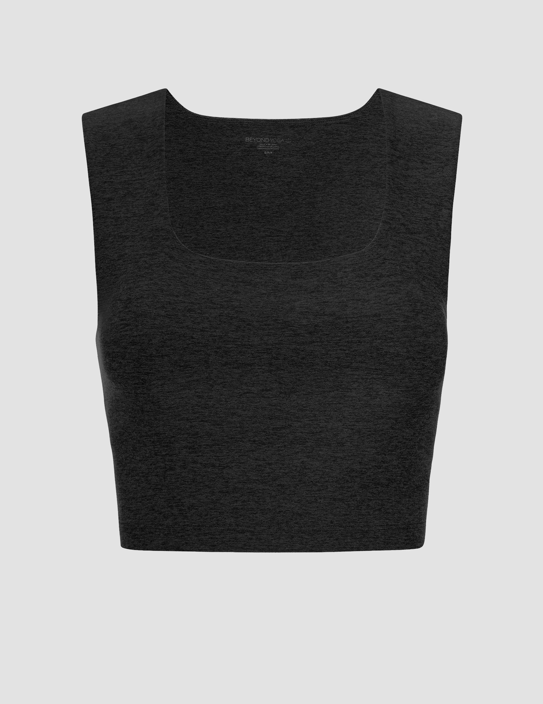 Comfortable Spacedye Square Neck Cropped Tank with Built-in Bra Support