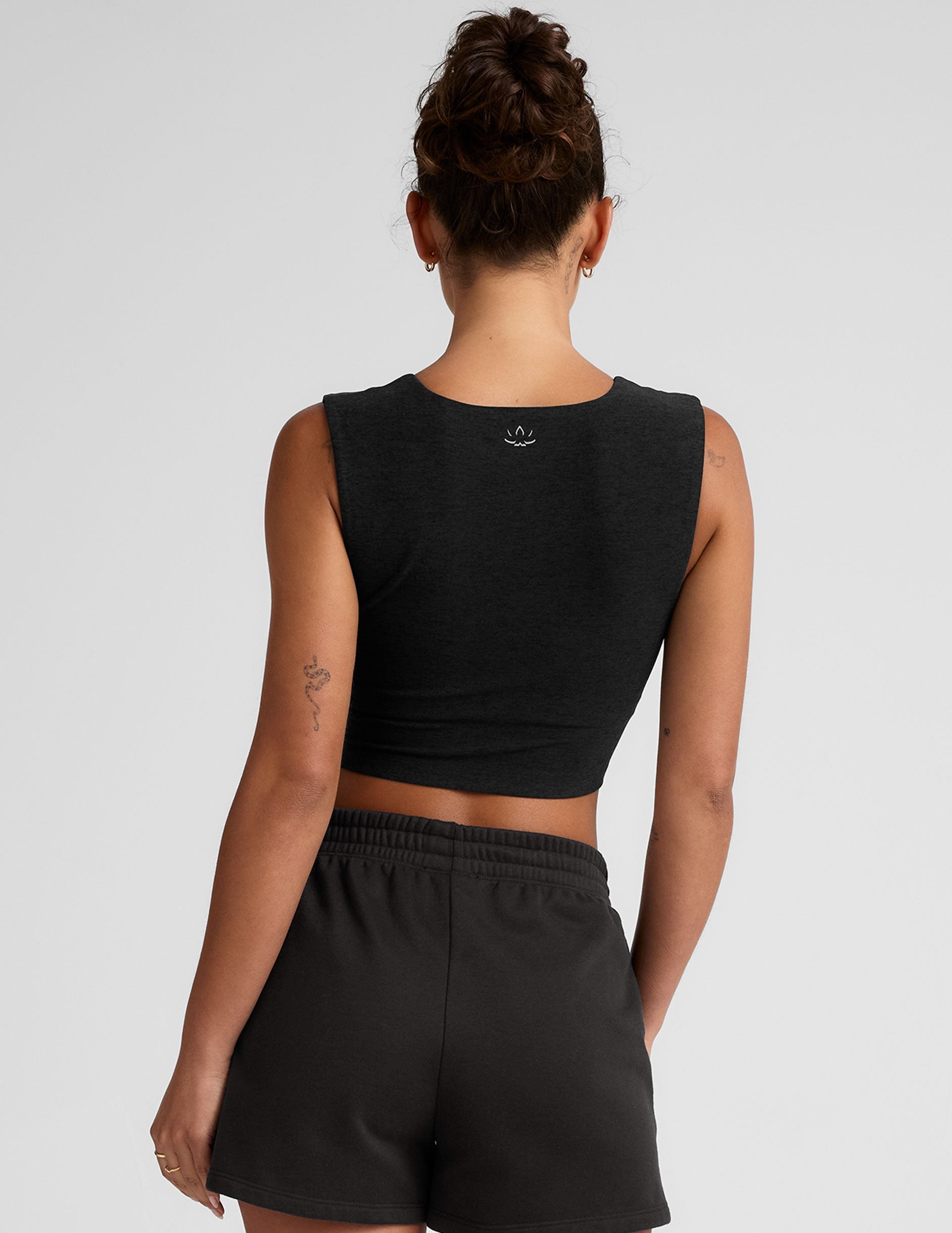 Comfortable Spacedye Square Neck Cropped Tank with Built-in Bra Support