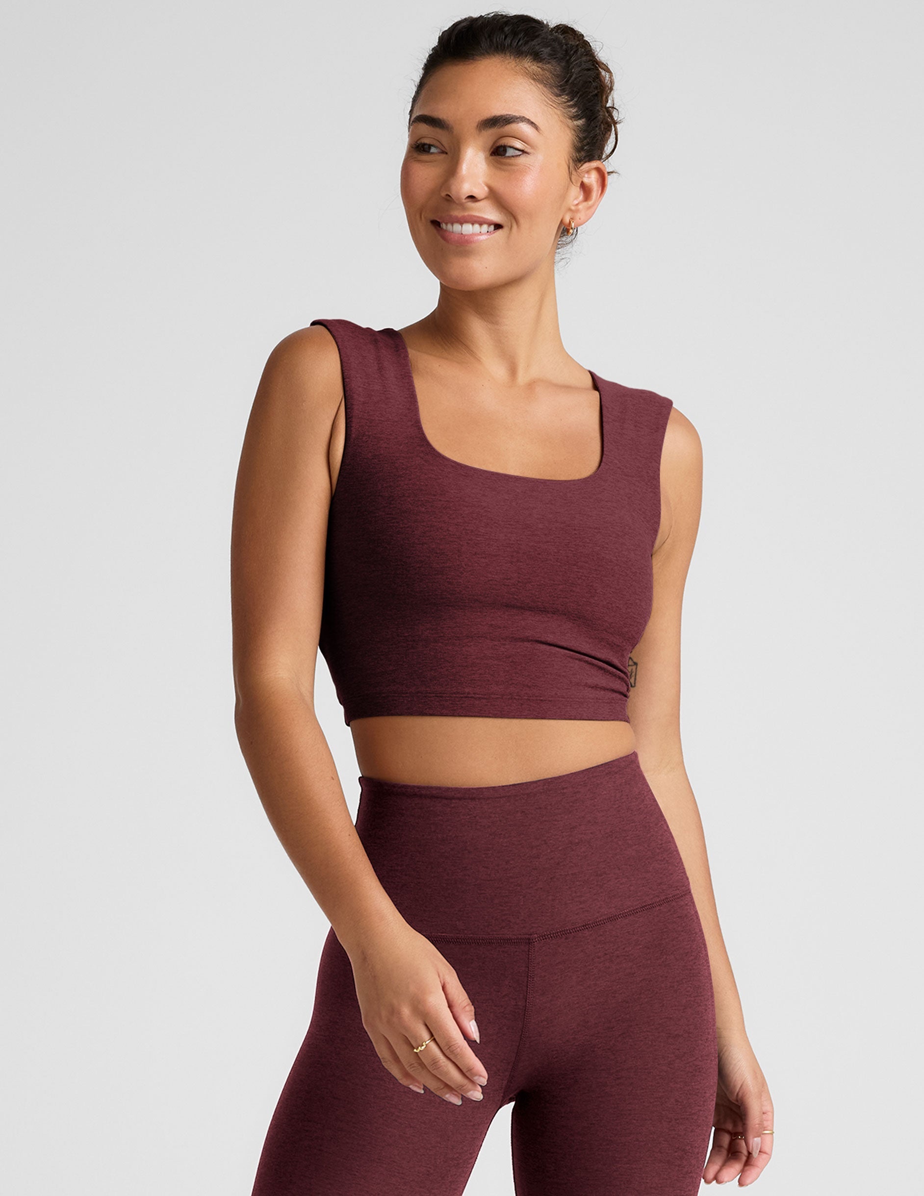 Beyond Yoga Spacedye Cropped Tank: Square Neck, Built-in Bra, Ultimate Comfort