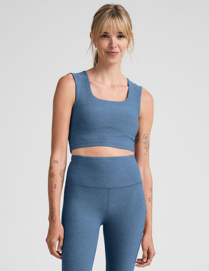 Spacedye Square Neck Cropped Tank, Built-in Bra, Removable Cups, Active Comfort