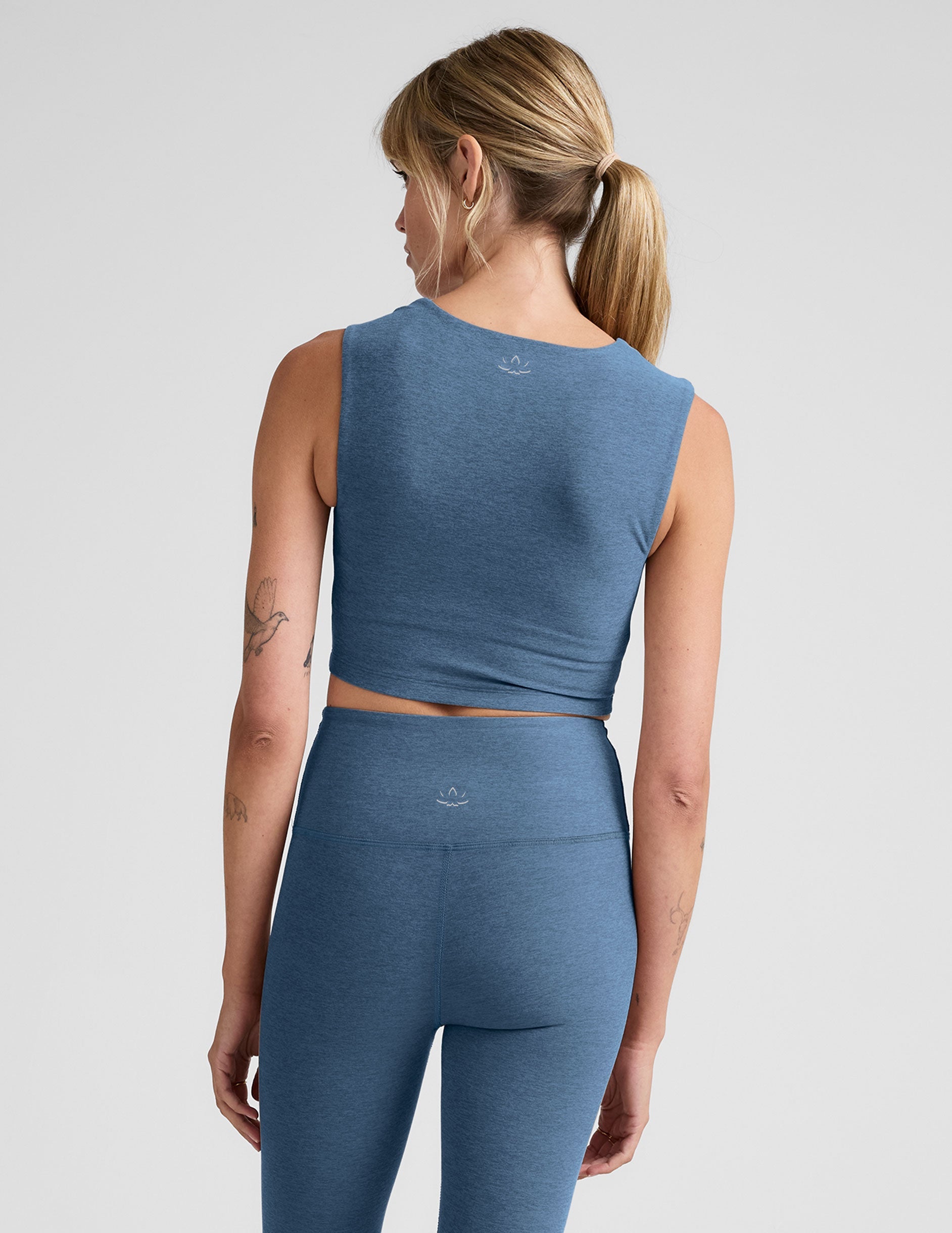 Spacedye Square Neck Cropped Tank, Built-in Bra, Removable Cups, Active Comfort