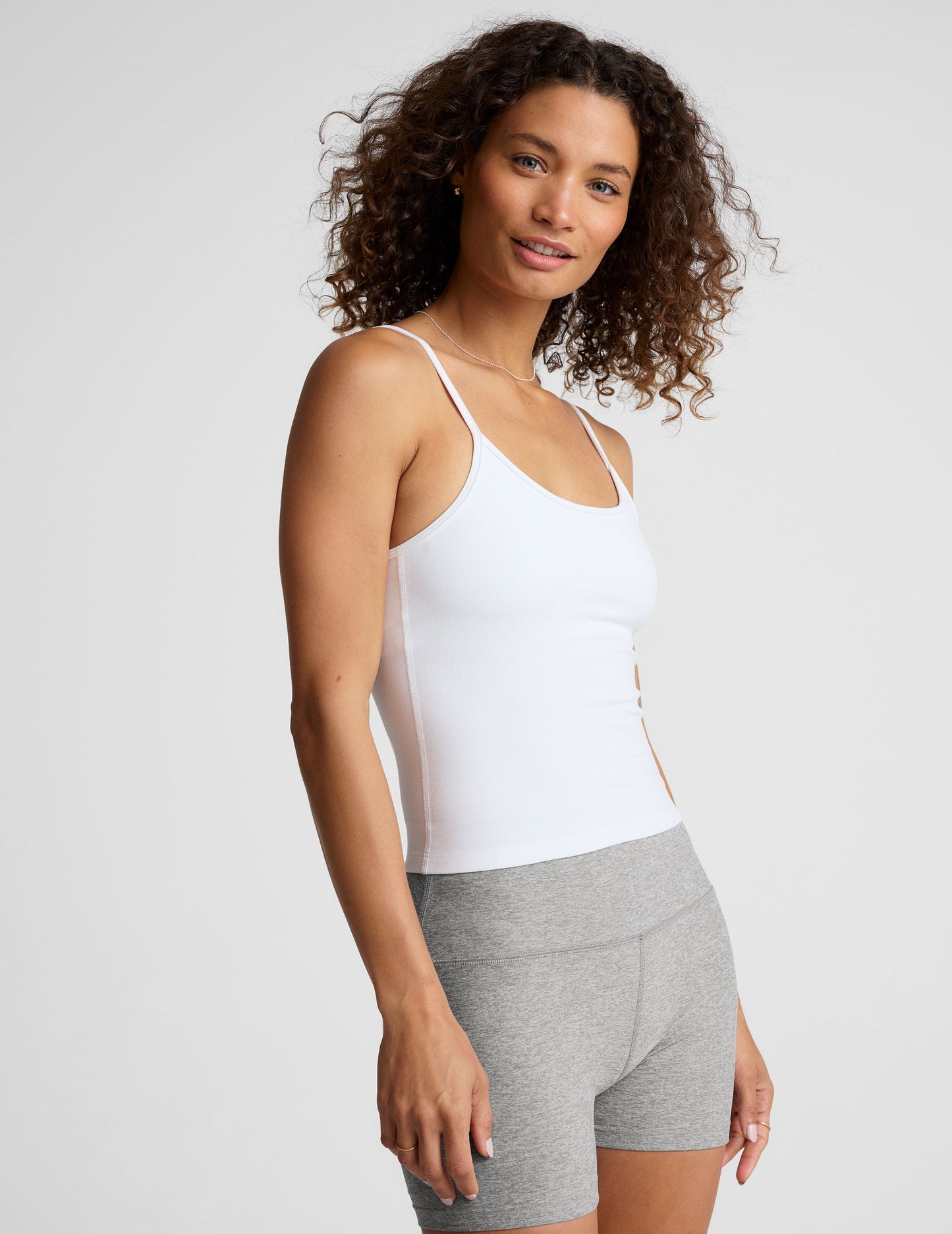 Cloud White Spacedye Forever Tank: Adjustable Straps, Midway Length, Perfect Fit