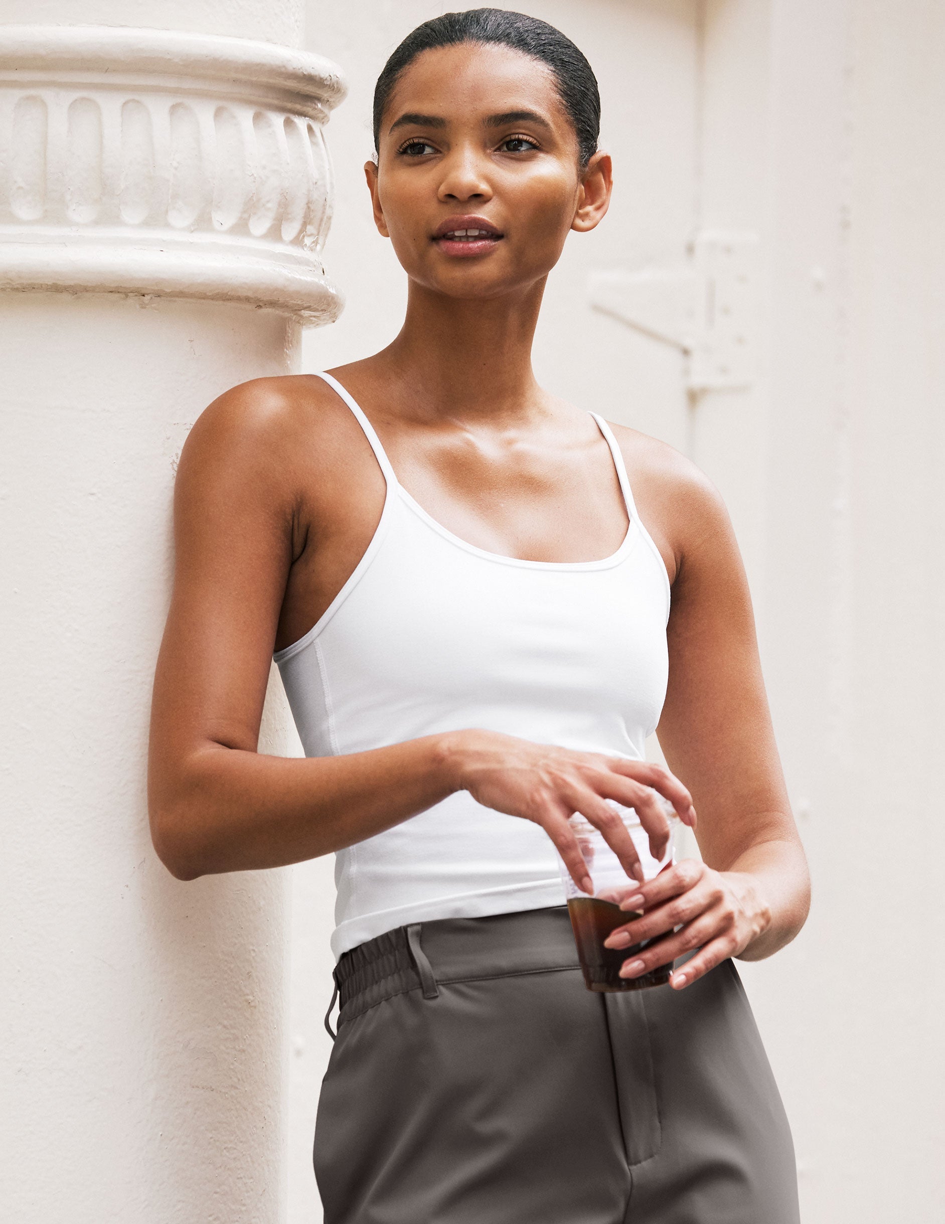 Cloud White Spacedye Forever Tank: Adjustable Straps, Midway Length, Perfect Fit