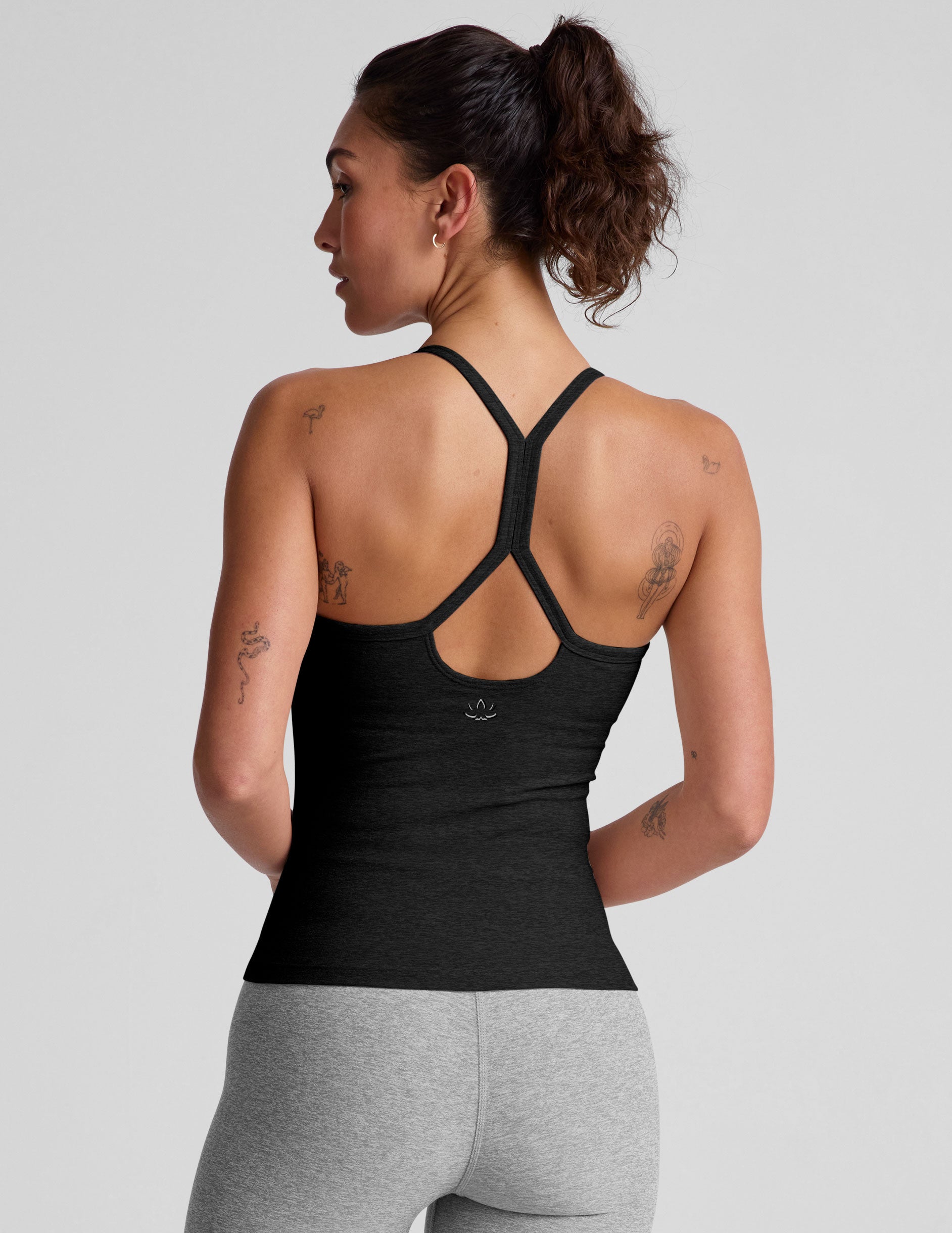 Luxurious Spacedye Slim Racerback Tank: Built-in Bra, Extended Length, Moisture-Wicking