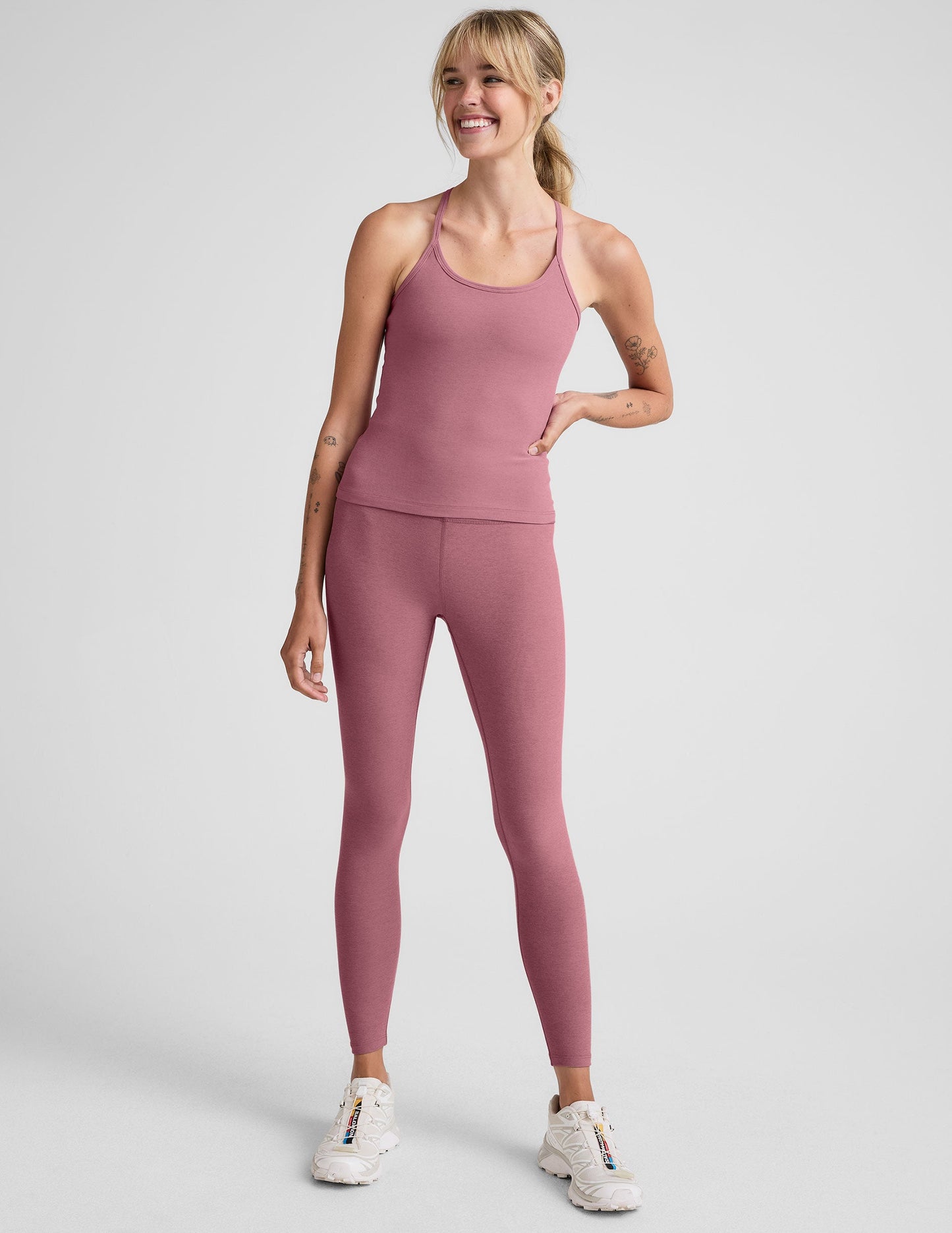 Buttery-Soft Spacedye Slim Racerback Tank: Extended Length, Built-in Bra Comfort