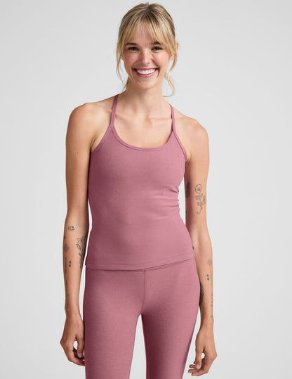 Buttery-Soft Spacedye Slim Racerback Tank: Extended Length, Built-in Bra Comfort
