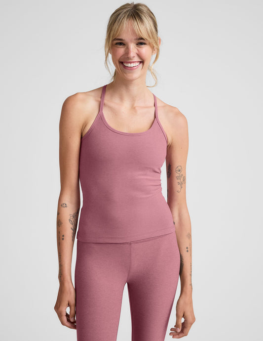 Buttery-Soft Spacedye Slim Racerback Tank: Extended Length, Built-in Bra Comfort