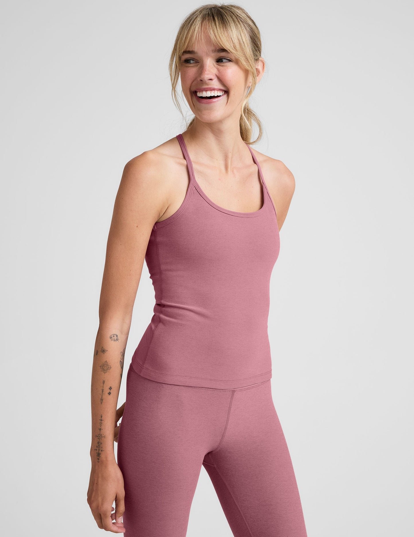 Buttery-Soft Spacedye Slim Racerback Tank: Extended Length, Built-in Bra Comfort