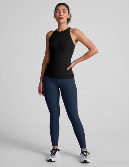 Buttery Soft Spacedye High Scoop Neck Racerback Tank Top Built-In Bra