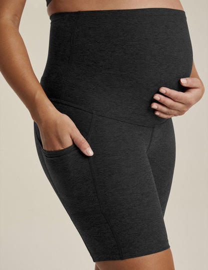 Ultra-Soft Spacedye Maternity Biker Shorts: Over-Belly Comfort, Pockets, 7-inch Inseam