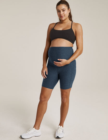 Plush Spacedye Maternity Biker Shorts with Pockets, Over-Belly Comfort, Activewear