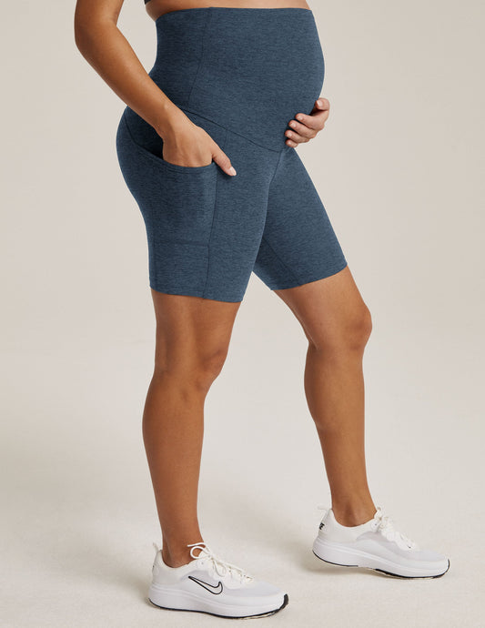 Plush Spacedye Maternity Biker Shorts with Pockets, Over-Belly Comfort, Activewear
