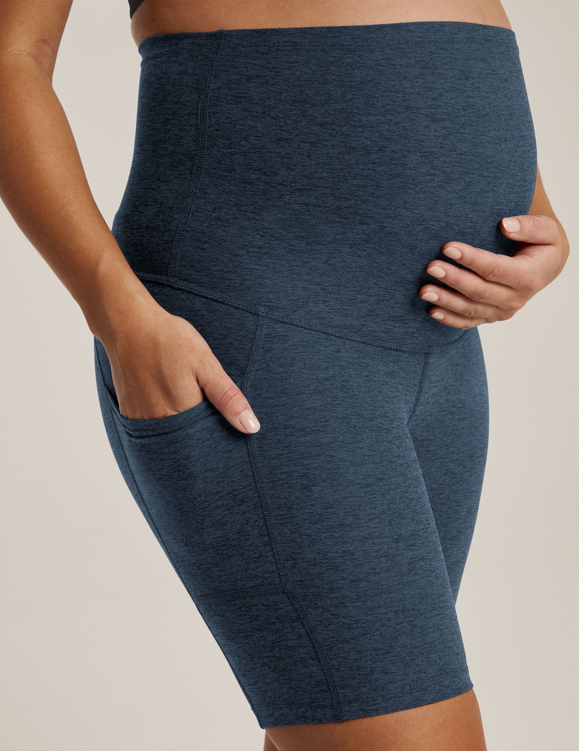 Plush Spacedye Maternity Biker Shorts with Pockets, Over-Belly Comfort, Activewear