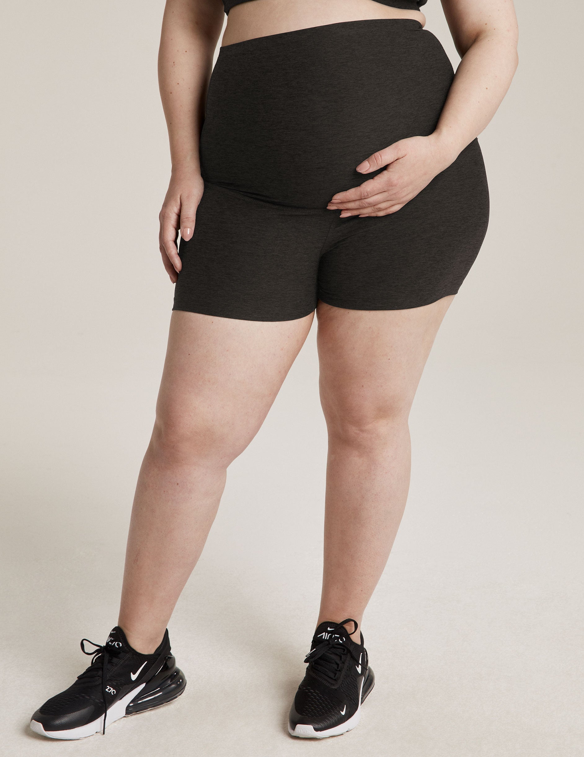 Ultra-Soft Smooth Spacedye Maternity Biker Shorts with Over-Belly Support